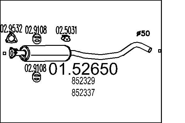 MTS Μεσαίο σιλανσιέ 01.52650 MTS 01.52650 Μεσαίο σιλανσιέ Opel Vectra A σε χαμηλές τιμές