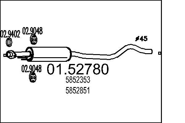 MTS Middle silencer 01.52780 MTS 01.52780 VOLVO S80 exhaust middle section replacement