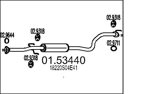 MTS Midtre lydpotte 01.53440 MTS 01.53440 Mellomlyddemper Odyssey (RA) pris