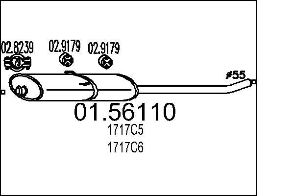 MTS Midtre lydpotte 01.56110 Mellomlyddemper MTS Fiat IDEA 01.56110