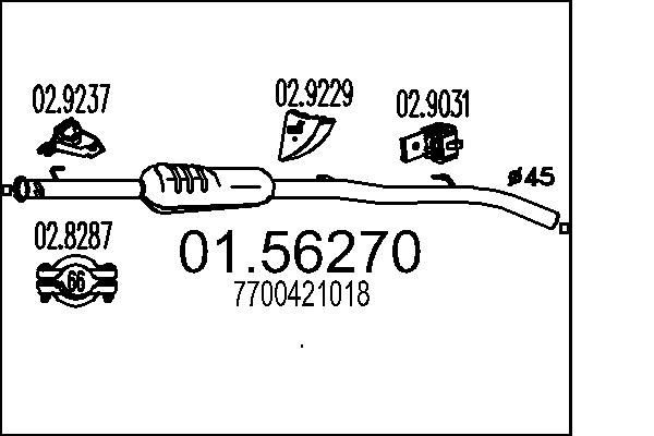 Μεσαίο σιλανσιέ MTS 01.56270 MTS 01.56270 Μεσαίο σιλανσιέ RENAULT Symbol 2005