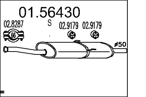 MTS Mittenljuddämpare 01.56430 MTS 01.56430 Mellan ljuddämpare Renault Espace 3