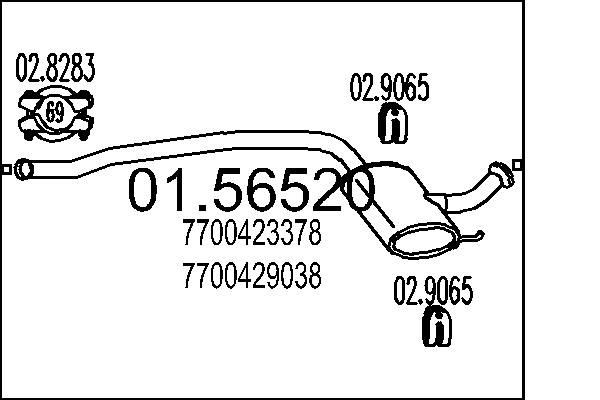 Μεσαίο σιλανσιέ MTS 01.56520 MTS 01.56520: Μεσαίο σιλανσιέ Renault LAGUNA 2014