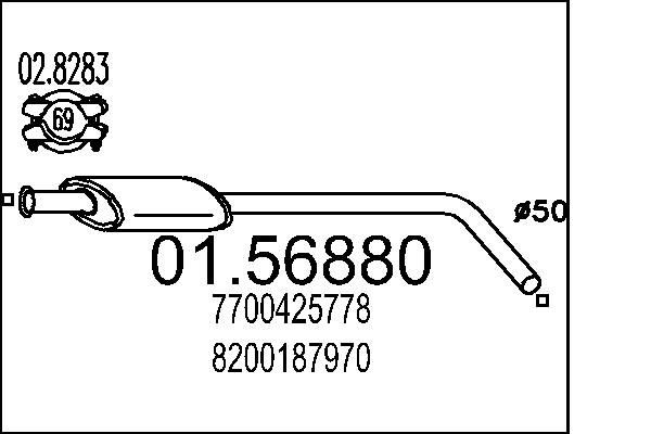 MTS Marmitta centrale 01.56880 MTS 01.56880 Silenziatore centrale Renault Laguna 3 Sportour prezzo