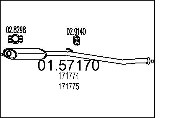 MTS Keskiäänenvaimentaja 01.57170 MTS 01.57170 Citroen Berlingo MF keskimmäinen äänenvaimennin hinta