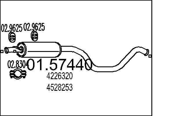 MTS Keskiäänenvaimentaja 01.57440 01.57440 MTS Keskimmäinen äänenvaimennin SAAB 900