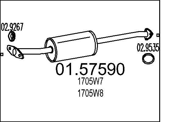 MTS Uitlaat middendemper 01.57590 Fiat BRAVO Tussendemper MTS 01.57590