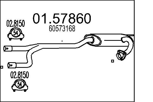 MTS Midtre lydpotte 01.57860 Midtre lyddemper MTS Alfa Romeo 147 01.57860