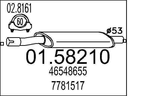 MTS Mittelschalldämpfer 01.58210 01.58210 Mittelschalldämpfer Attrappe FIAT IDEA MTS kaufen