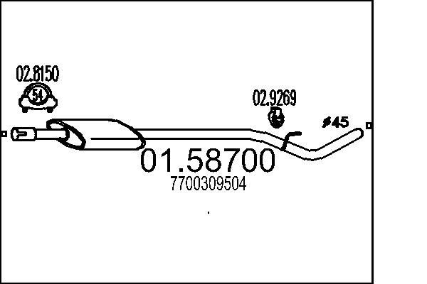 MTS Stredný tlmič výfuku 01.58700 01.58700 Stredný tlmič výfuku MTS RENAULT TRAFIC