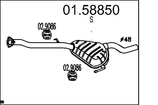 MTS Midtre lydpotte 01.58850 Mellomlyddemper MTS SPIDER 01.58850 billige