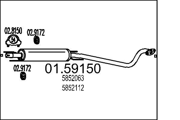 MTS Keskiäänenvaimentaja 01.59150 MTS 01.59150 Opel Astra G Classic keskimmäinen äänenvaimennin hinta