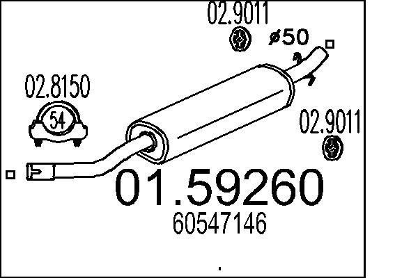 MTS Midtre lydpotte 01.59260 Midtre lyddemper MTS SPIDER 01.59260 billige