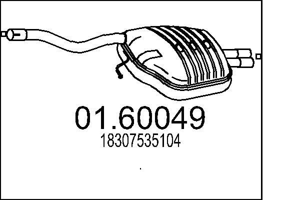 MTS Bakre ljuddämpare 01.60049 01.60049 MTS ljuddämpare BMW 3-serie