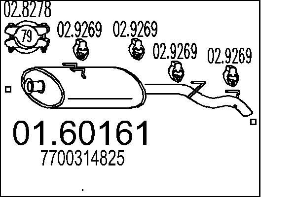 MTS Takaäänenvaimentaja 01.60161 Opel Movano Van x70 takaäänenvaimennin MTS 01.60161