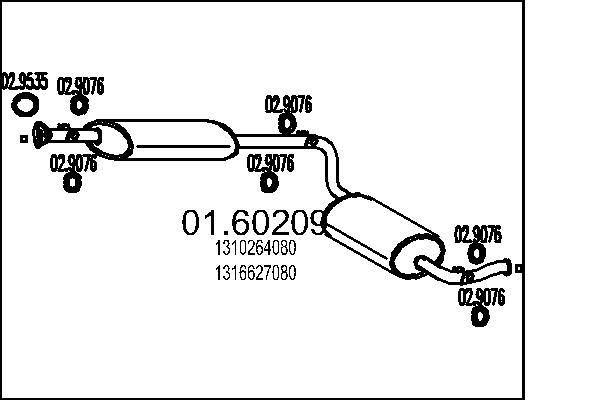 MTS Πίσω σιλανσιέ 01.60209 MTS 01.60209 Τελικό εξάτμισης Chrysler Voyager GS σε χαμηλές τιμές