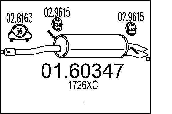MTS Bakre eksospotte 01.60347 pris Bakre lyddemper Citroën RC_ 01.60347 MTS