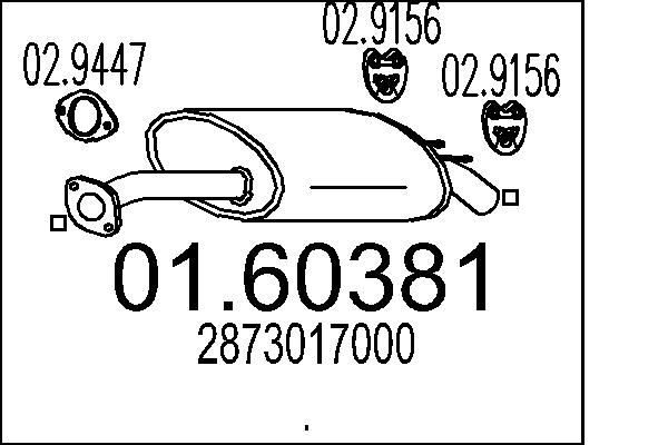 MTS Silencieux arrière 01.60381 Hyundai TERRACAN Silencieux arrière MTS 01.60381