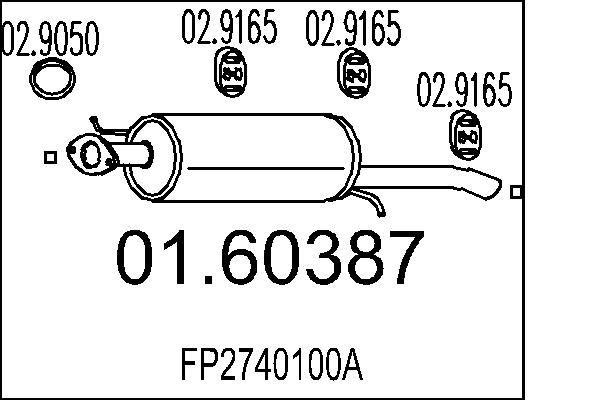 Takaäänenvaimentaja MTS 01.60387 MAZDA 3 2015 Pakoputki äänenvaimennin taka MTS 01.60387