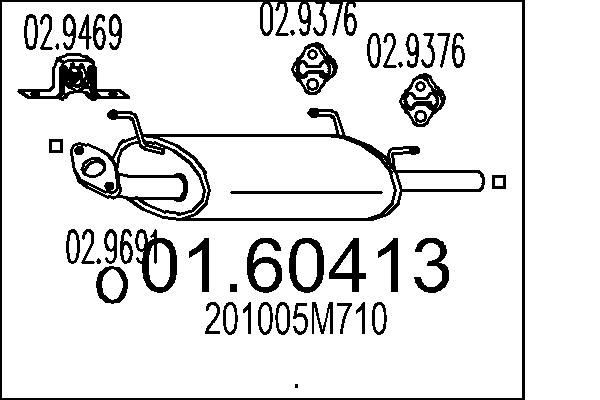 MTS Takaäänenvaimentaja 01.60413 MTS 01.60413 Nissan Almera Tino takaäänenvaimennin hinta