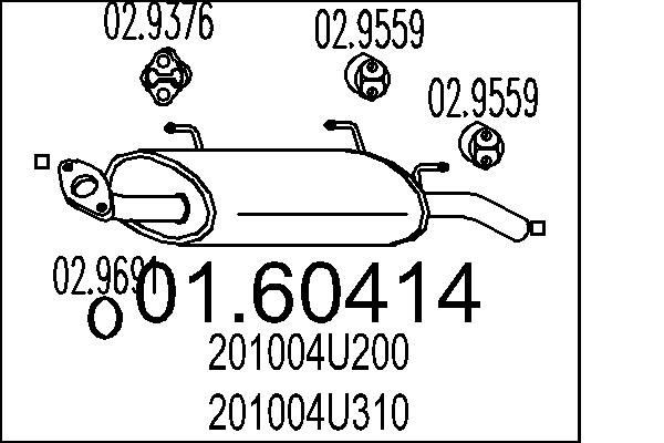 MTS Πίσω σιλανσιέ 01.60414 MTS 01.60414 Τελικό εξάτμισης Stanza Hatchback T11 σε χαμηλές τιμές