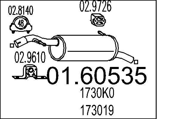 MTS Rear silencer 01.60535 CITROЁN XSARA MTS exhaust silencer 0160535