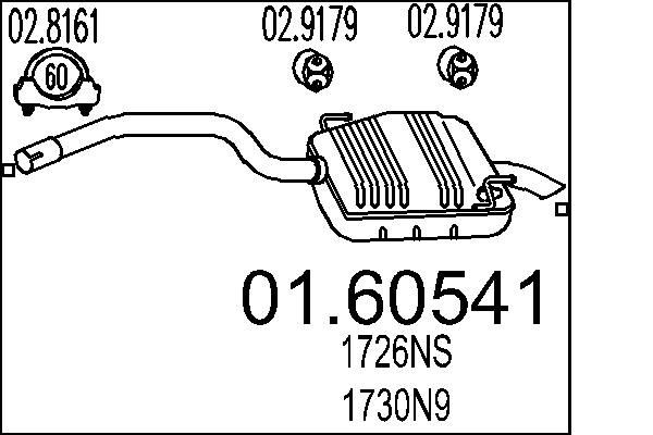 MTS Bagpotte 01.60541 Lydpotte Lancia 179 01.60541 MTS
