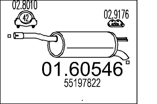 MTS Koncový tlmič výfuku 01.60546 MTS 01.60546 Zadný tlmič výfuku Fiat 1500 originálne cena