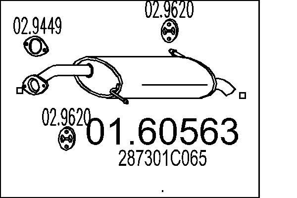 Lõppsummuti MTS 01.60563 MTS 01.60563 Summuti pütt HYUNDAI TERRACAN 2006