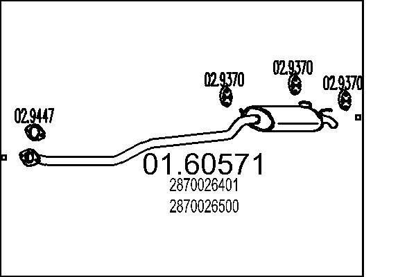 MTS Bakre ljuddämpare 01.60571 MTS 01.60571 Bakre ljuddämpare Hyundai H1 Travel original