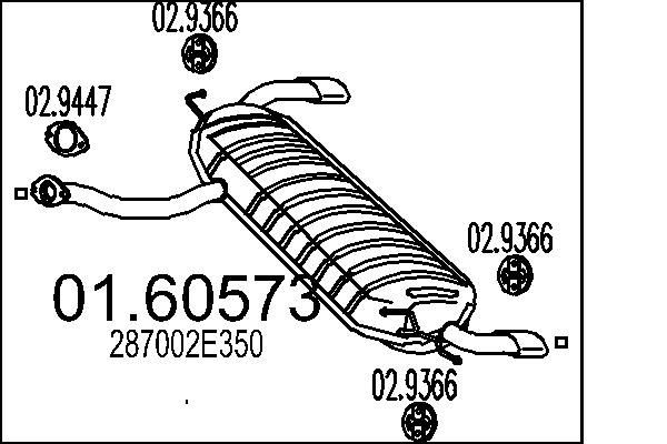 MTS Koncový tlmič výfuku 01.60573 Zadný tlmič výfuku MTS IONIQ 01.60573 lacné