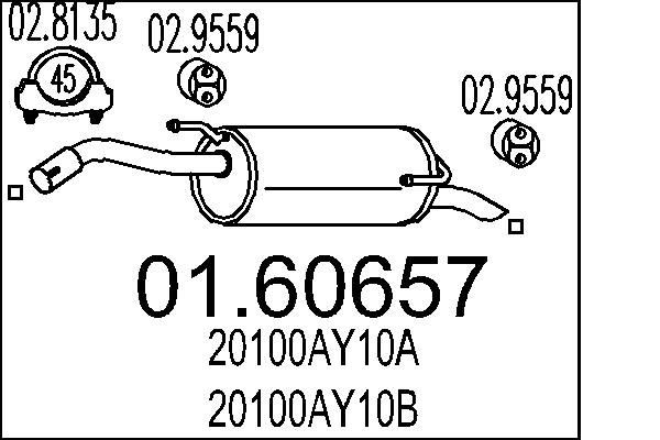 MTS Rear silencer 01.60657 MTS 01.60657 Rear silencer - Profi Platform / Chassis exhaust system parts