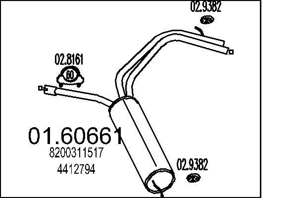 MTS Rear silencer 01.60661 MTS 01.60661 genuine Renault Trafic II Platform mufflers price