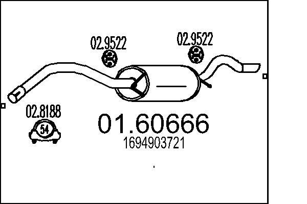 Bakre eksospotte MTS 01.60666 MTS 01.60666: Sluttlyddemper Mercedes A-Klasse 2006