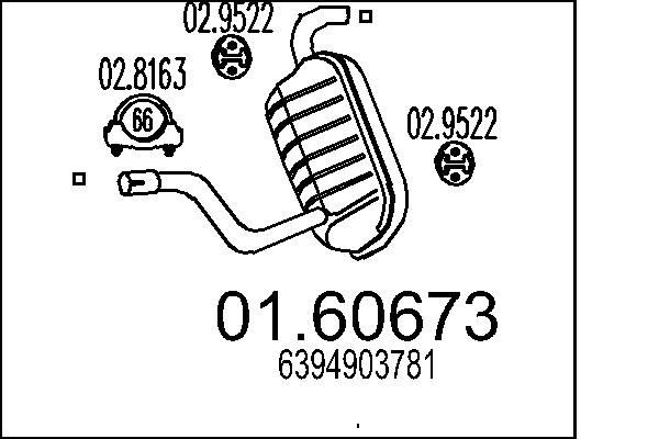 Einddemper MTS 01.60673 MTS 01.60673 Achterdemper MERCEDES-BENZ VITO 2015