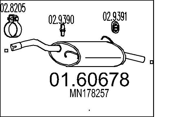 MTS Silencieux arrière 01.60678 Silencieux d'échappement Mitsubishi Z3_A, Z2_A 01.60678 MTS