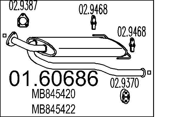 Bagpotte MTS 01.60686 MTS 01.60686 Lydpotte sport og universal Mitsubishi SPACE WAGON 2019