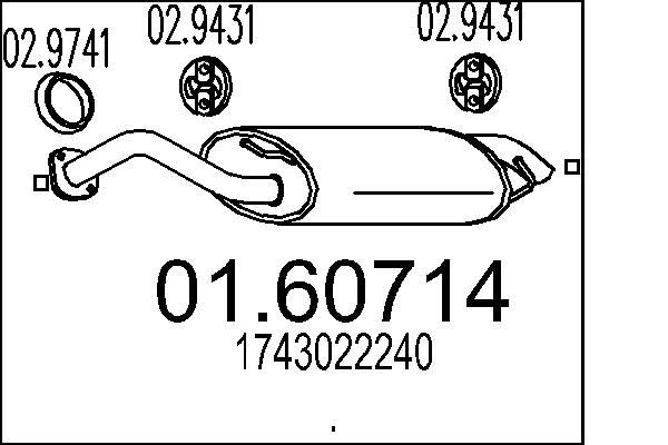 MTS Bakre ljuddämpare 01.60714 MTS 01.60714 Bakre ljuddämpare TVR Griffith (TCT_) 5.0 309 hk 2000