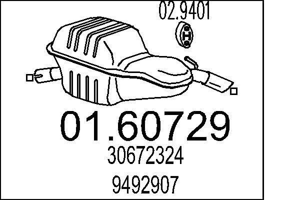 MTS Bakre eksospotte 01.60729 MTS 01.60729 Sluttlyddemper VOLVO S90 (964) billige