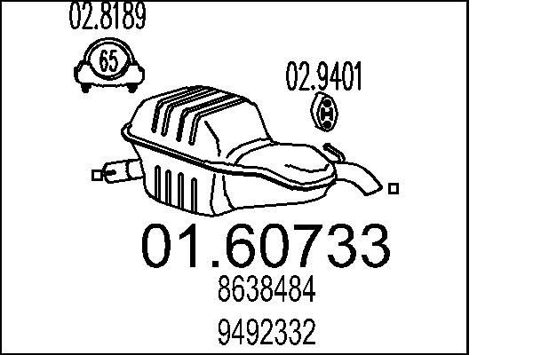 MTS Bagpotte 01.60733 Udstødning bagpotte MTS Volvo S80 01.60733