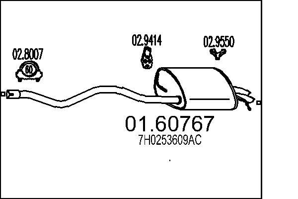 Einddemper MTS 01.60767 MTS 01.60767: Achterdemper Volkswagen MULTIVAN 2006