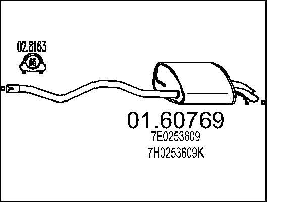 Takaäänenvaimentaja MTS 01.60769 MTS 01.60769 MITSUBISHI LANCER 1999 Takapönttö