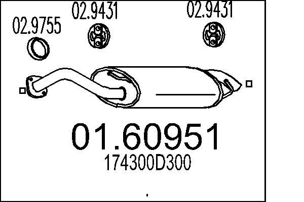 MTS Einddemper 01.60951 Toyota COROLLA Achterdemper MTS 01.60951
