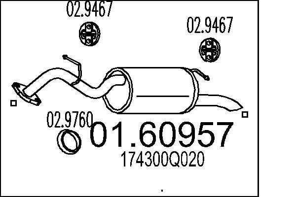 MTS Πίσω σιλανσιέ 01.60957 MTS 01.60957 Τελικό εξάτμισης Toyota Avensis T27 Combi γνήσια τιμες