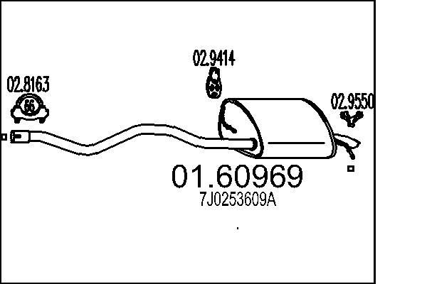 MTS Izplūdes gāzu trokšņa slāpētājs (pēdējais) 01.60969 Izplūdes gāzu trokšņa slāpētājs MTS Mitsubishi SPACE WAGON 01.60969
