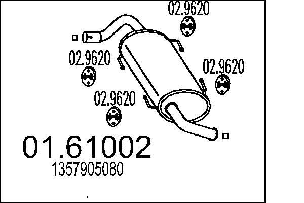 MTS Bakre ljuddämpare 01.61002 01.61002 MTS japsdämpare Citroen C4