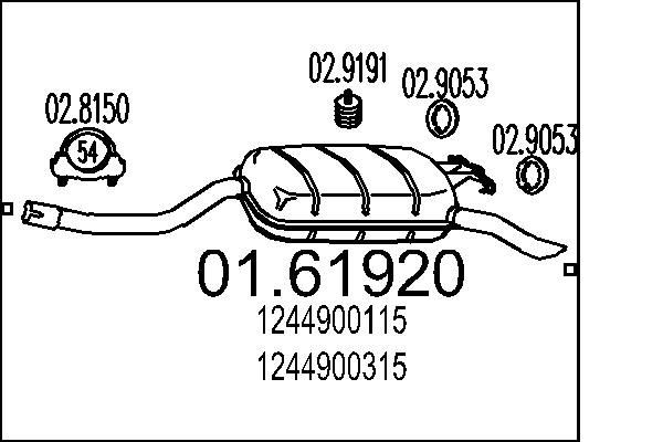 MTS Koncový tlmič výfuku 01.61920 MTS 01.61920 Koncový tlmič výfuku W124 Coupe (C124) originálne cena