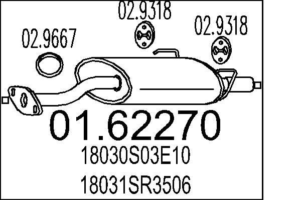 MTS Lõppsummuti 01.62270 MTS 01.62270 Summuti pütt Honda CRX ED hind