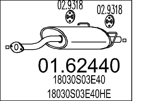 MTS Takaäänenvaimentaja 01.62440 Honda Civic 10 takaäänenvaimennin MTS 01.62440