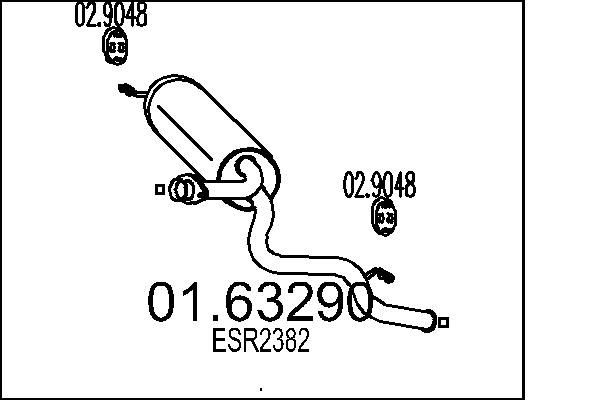 Bakre ljuddämpare MTS 01.63290 MTS 01.63290 Japsdämpare LAND ROVER DEFENDER 2016
